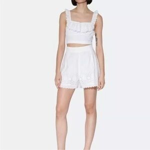 Walter Baker White High-Waist Eyelet Shorts